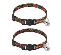 Personalized Small Dogs Collars Release Buckle Custom Made Female and Male Dog Collar 2 Pcs Japanese Style Rose Gold and Black Japanese Style Tree Red and Green