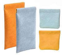 Personalized Snap Closure Leather Organizerzipper Self-Closing Lambskin Pocket Cosmetic Bag for Women Mini Travel Storage Bag (4pcs-d,14 * 18cm)