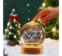 Personalized Snow Globe with Photo and Custom Text, 3D Laser Etched Crystal Ball with 7 Color LED Light, Customizable for Family, Kids, Mom, Dad, Xmas Decor (Custom Snow Globe)