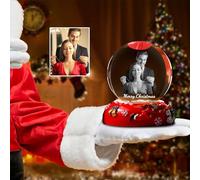 Personalized Snow Globe with Photo Custom Lighted Christmas Crystal Ball Engraved Picture Name Snow Globe Customized Gifts Snow Globe for Family Kids Mum Dad Xmas (Personalized photos)