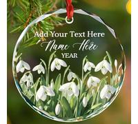 Personalized Snowdrop Glass Ornament Christmas 2025, Customized Text & Name Snowdrop Lover Xmas Ornaments, Snowdrops Christmas Tree Decorations Gifts for Women Flower Lovers, Floral Themed Ornament