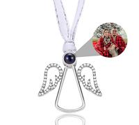 Personalized Snowflake Photo Projection Ornament for Christmas Tree Custom Hanging Angel Shape Projection Pendant Dog Paw Picture Ornament Christmas Decoration with Picture Inside for Xmas Party