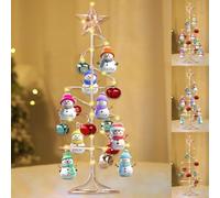 Personalized Snowman Christmas Tree Lights with 1-15 Name Custom Tabletop Metal Spiral Christmas Tree LED Light Family Names Crystal Pendant Tree Lamp Decoration Gifts for Family