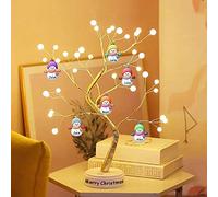 Personalized Snowman Family LED Firefly Tree Light Christmas Tree Lamp Tabletop Decoration Fairy Light Tree USB/Battery-Powered Touch Switch Artificial Bonsai Tree for Christmas Decor