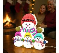 Personalized Snowman Light Box - Christmas Grandma Grandpa Snowman Together, Christmas Light Box with Names, Custom Cozy Xmas Home Decoration, Xmas for Grandma, Grandpa
