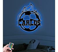 Personalized Soccer Fan Gifts Soccer Neon Sign, Wall Hanging Decoration, Remote Control 16 Color Touch Operated USB Battery Power, Birthday Gift for Soccer Loving Son
