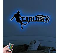 Personalized Soccer Fan Neon Sign, Wall Hanging Decoration, Remote Control 16 Color Touch Operated USB Battery Power, Birthday Gift for Soccer-Loving Son