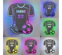 Personalized Soccer Jersey Mirror Neon Sign, Custom Name&Number Acrylic Light Up Soccer Led Neon Signs, Birthday Christmas Sports Wall Art Decor Gifts for Boyfriend Son Husband Football Lovers