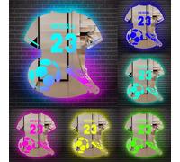 Personalized Soccer Jersey Mirror Neon Sign, Custom Name&Number Acrylic Light Up Soccer Led Neon Signs, Birthday Christmas Sports Wall Art Decor Gifts for Boyfriend Son Husband Football Lovers