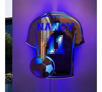 Personalized Soccer Jersey Neon Sign,Personalized Football Mirror Led Light,Soccer Night Light for Boys Room Wall Decor,Custom Neon Name Signs for Party Bar Christmas Birthday Gift (37x42cm)