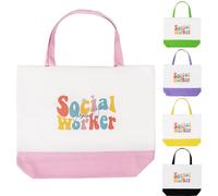 Personalized Social Worker Tote Bag with Name Custom Name Large Capacity Tote Bag Premium Durable Canvas Reusable Social Worker Appreciation Gifts for Birthday Graduation for Women Graduates Teacher