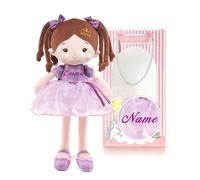 Personalized Soft Baby Doll Toys for Girls (16''), My First Birthday Gift, Christmas Dolls, Leya Doll Baby Rag Doll Plush Toys for Toddler Kids Infants -Princess Coral - Violet