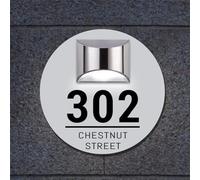 Personalized Solar 3d Modern Door Plaque Custom Solar Address Sign Lighted House Numbers Outside Waterproof LED Illuminated Numbers Address Plaque Sign for Home Yard Garden (30 * 30cm,White black)