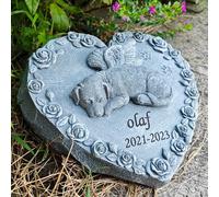 Personalized Solar Dog Memorial Stones, Solar Dog Statue Outdoor Garden Decor, Waterproof Solar Dog Headstone Grave Markers Tombstones Loss Dog Memorial Gifts, 8" L x 7.7" W x 3."H