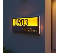 Personalized Solar Door Numbers Sign For Outside, Custom Modern House Number Plaque With LED Light, 3D Acrylic Illuminated Address Sign For Garden Yard Home, Housewarming Gift, 16x32cm