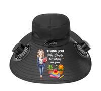 Personalized Solar Fan Hat Custom Thank You for Helping Me Grow Garden Hat Gardening Cap with Solar Power Fan Gardening Gift for Woman Gardener Teacher Plant Lovers Birthday Xmas Teachers Day