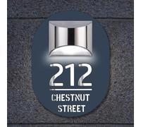 Personalized Solar House Numbers for Outside Custom Solar Address Signs for Houses Lighted House Numbers Plaque With Street Name LED Address Plaque for House Home (Oval)