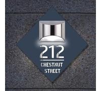 Personalized Solar House Numbers for Outside Custom Solar Address Signs for Houses Lighted House Numbers Plaque With Street Name LED Address Plaque for House Home (Diamond)