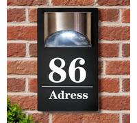 Personalized Solar LED House Number Sign, Acrylic Lighted Address Plaque with Custom Texts, Outdoor Door & Wall Decor(18x32 cm)