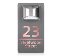 Personalized Solar LED House Number Sign,Laser Cut Acrylic Address Name Plaque,Customized Solar House Number Sign (Grey Rose Gold,18x32cm(7x12.6in))