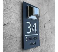 Personalized Solar Modern Door Plaque,address Plaque Lighted with Led,Custom 3d Laser Engraving Street Name Houses Address Plaque Sign,lighted House Numbers for Outside (Black and Silver)
