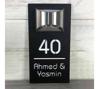 Personalized Solar Modern Door Plaque,address Plaque Lighted with Led,Custom 3d Laser Engraving Street Name Houses Address Plaque Sign,lighted House Numbers for Outside (Black and White)