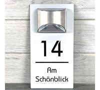 Personalized Solar Modern Door Plaque,address Plaque Lighted with Led,Custom 3d Laser Engraving Street Name Houses Address Plaque Sign,lighted House Numbers for Outside (White and Black)