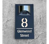 Personalized Solar Modern Door Plaque,address Plaque Lighted with Led,Custom 3d Laser Engraving Street Name Houses Address Plaque Sign,lighted House Numbers for Outside (Black and Rose Gold)