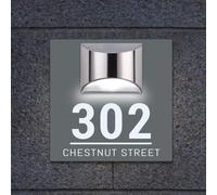 Personalized Solar Modern Door Plaque,Address Plaque Lighted with LED Custom Address Plaque, LED illuminated Acrylic Sign,Housewarming Gift (Solar Address Sign-A)