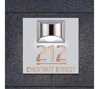 Personalized Solar Modern Door Plaque, Address Signs for Houses, Custom Name LED Address Numbers for Outside, Address Plaque for Home Street Yard Garden (Rock)