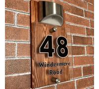 Personalized Solar Modern Door Plaque,Custom Solar Address Sign,address Signs for Houses,house Number Sign for Yard (Brown,15x29cm)