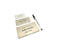 Personalized Solid Aluminium Engraved Nameplate | Plaque with Screw Holes | Ideal for fixing to Memorial Benches | House Signs | Coffin or Casket Adornment (Medium - 4" x 2")