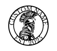 Personalized Spartan Metal Sign, Custom Name Warrior Wall Art, Greek Soldier Decor, Man Cave Gym Plaque, Father's Day Gift, Last Name Plaque, Bold Battle Ready Accent (Style-3)