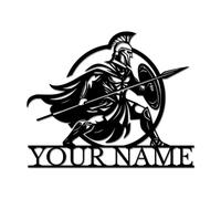 Personalized Spartan Warrior Metal Wall Art, Custom Greek Hoplite Sign, Man Cave Decor, Battle-Ready Plaque, Father's Day Military Gift (Style-4)