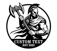 Personalized Spartan Warrior Metal Wall Art with Custom Monogram, Greek Hoplite Shield Decor for Man Cave, Gym, Office, or Home Bar (Style-2)