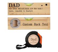 Personalized Spirit Level Bottle Opener Ruler 3 in 1 Multi Tool Custom Dad No One Measures Up to You Tape Measures with Child's Names Levelling Instrument Gift for Worker Dad Grandpa Husband