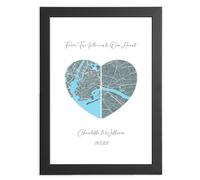 Personalized Split-Heart Map Print - Custom Gift for Couples with Two Locations | Gifts For Romantic Birthday, Valentine’s, or Christmas for Him or Her, Boyfriend, Girlfriend, Wife, or Husband