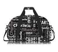 Personalized Sport-Gym-Swimming-Bag for Kids Custom Duffel Travel Bag for Boy Girl Dance Gymnastics Bag Overnight Weekend Bag Black White Text Name