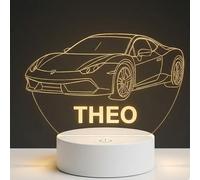 Personalized Sports Car 3D LED Night Light - Custom Name Laser Engraved Acrylic Lamp, 7 Color Modes, Touch Control, USB Powered - Unique Decor Gift for Car Enthusiasts, Kids & Teens