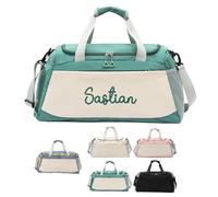 Personalized Sports Duffel Bag with Embroidered Name, Custom Large Capacity Sports Travel Bag, Customised Weekend Camp Gym Swimming Bag, DIY Christmas, Birthday Gifts (Green)