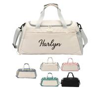 Personalized Sports Duffel Bag with Embroidered Name, Custom Large Capacity Sports Travel Bag, Customised Weekend Camp Gym Swimming Bag, DIY Christmas, Birthday Gifts (White)