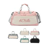 Personalized Sports Duffel Bag with Embroidered Name, Custom Large Capacity Sports Travel Bag, Customised Weekend Camp Gym Swimming Bag, DIY Christmas, Birthday Gifts (Pink)