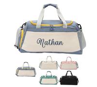 Personalized Sports Duffel Bag with Embroidered Name, Custom Large Capacity Sports Travel Bag, Customised Weekend Camp Gym Swimming Bag, DIY Christmas, Birthday Gifts (Blue)