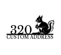 Personalized Squirrel House Number Sign, Custom Squirrel Nut Gathering Address Plaque, Outdoor Yard Art, Garden Animal Decor, Rustic Front Door Display (Style-1)