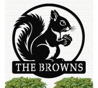 Personalized Squirrel Metal Wall Decor, Custom Squirrel Welcome House Number Sign, Squirrel Metal Wall Art, Garden Wall Plaque, Squirrel Lover Gift, Outdoor Garden Decoration