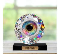 Personalized Stained Glass Eye Themed Ornaments for Office Bedroom Classroom Custom Name Medical and Eyeball Acrylic Palque Sign Crystal Style Human Organs Eyeball Desktop Ornament for Doctor Nurse
