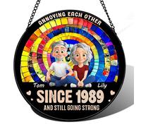 Personalized Stained Glass Window Hanging, Rainbow Spiral Stained Glass Suncatcher, Suncatchers for Windows Hanging, Window Decor, Gifts for Art Lovers, Idea Gifts for Women, Friend, Lover