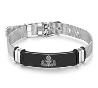 Personalized Stainless Steel Adjustable Size Engraved Bracelets for Men Women,US ARMY Airborne MASTER Parachutist Paratrooper,US Air Force Army Navy Wristbands, Gifts for Dad And Grandpa (Black)