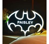 Personalized Stainless Steel Bat LED Lamp with Name Decor LED Night Light Love Gift for Children Friends Family Boyfriend Custom Acrylic Engraved Name Wall Light Personalized Bat Night Lights
