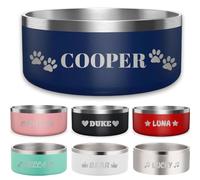 Personalized Stainless Steel Dog Bowl,Custom Laser Engraved Name & Icon,Customized Insulated Metal Pet Bowls with Non-Slip Bottom,Water & Food Dish for Small Dogs and Large Cats,Easy Clean,16oz